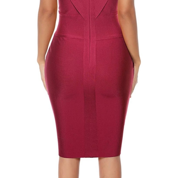 MEILUN BANDAGE STRECH WINE DRESS - Picture 6 of 11